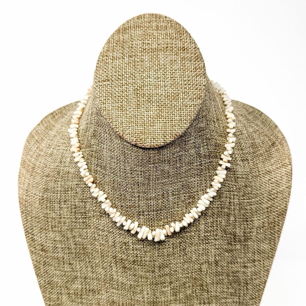 Vintage Angel Skin Coral Branch Necklace Sterling Silver 16” Graduated Collar